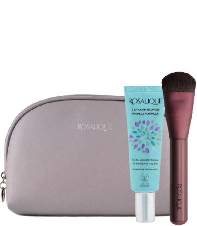 Rosalique Makeup Purse With Rosalique Creme & Foundation Brush